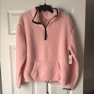 Cozy Pink Sherpa Pullover Sweater NWT